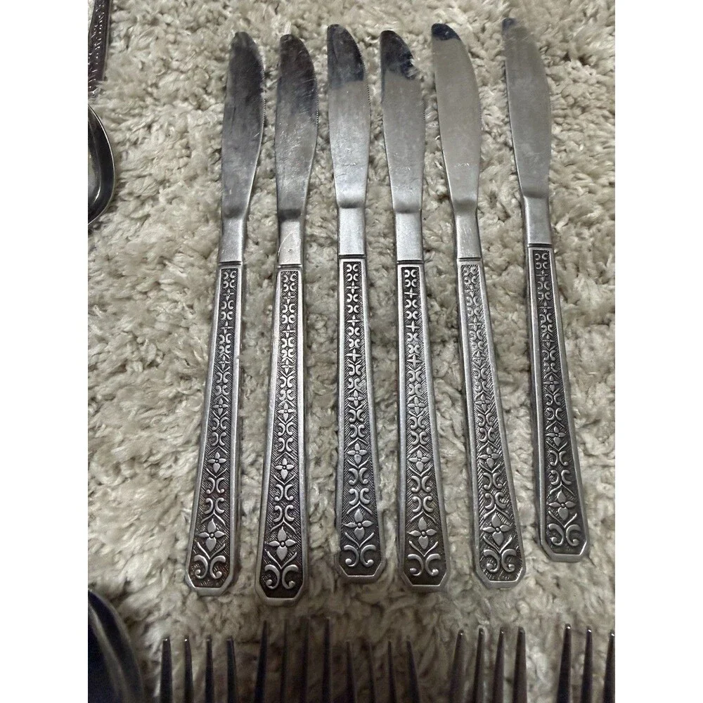 Interpur FLORENZ Stainless Steel Flatware Set 38 Piece Japan Settings MCM